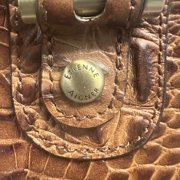 Etienne Aigner Croc embossed brown leather satchel - Picture 11 of 16
